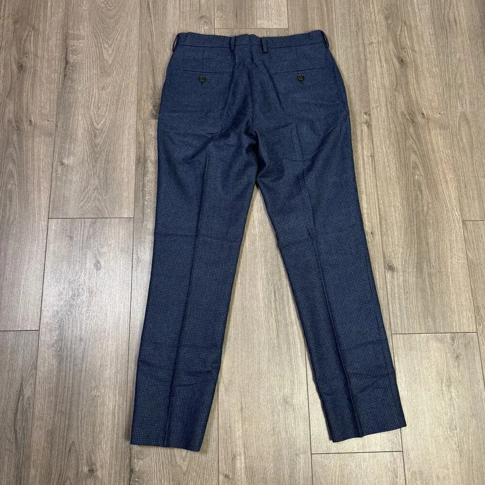 J.Crew Ludlow Slim-fit Suit Pants Mens 29x32 Blue Houndstooth Cotton-wool Blend